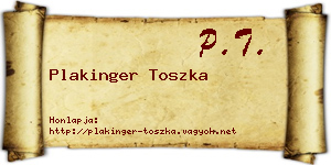 Plakinger Toszka névjegykártya